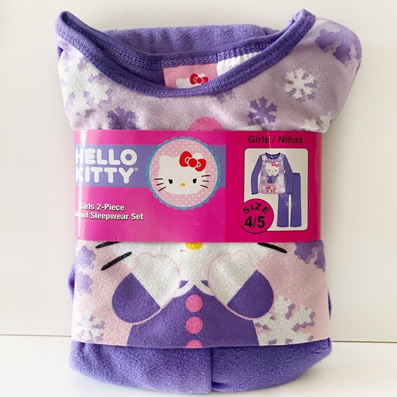Hello Kitty Girls 2Pc Flannel Pajama Set Pants Top - Picture 5 of 14